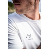 Koszulka T-shirt męski z logo AN, Biały z czarnym detalem